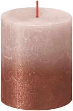 Candle Bolsius Rustic, pillar, Christmas, Sunset Misty Pink+ Amber, 80/68 mm