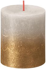 Candle Bolsius Rustic, pillar, Christmas, Sunset Sandy Grey+ Gold, 80/68 mm