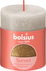 Candle Bolsius Rustic, pillar, Christmas, Sunset Sandy Grey+ Gold, 80/68 mm