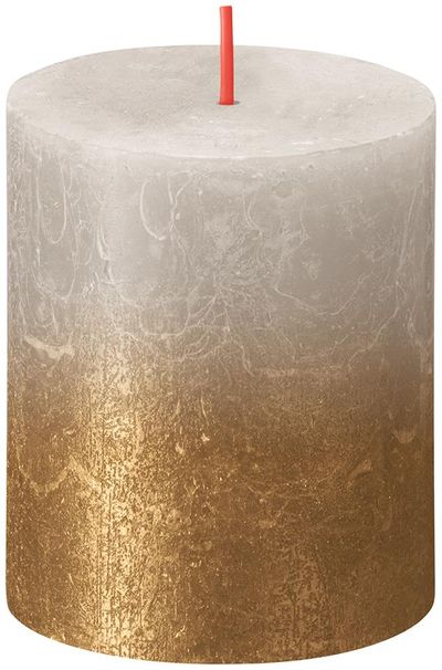 Sviečka Bolsius Rustic, valcová, Vianoce, Sunset Sandy Grey+ Gold, 80/68 mm