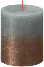 Candle Bolsius Rustic, pillar, Christmas, Sunset Eucalyptus Green+ Copper, 80/68 mm