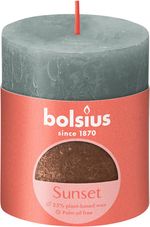 Candle Bolsius Rustic, pillar, Christmas, Sunset Eucalyptus Green+ Copper, 80/68 mm