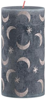 Candle Bolsius Rustic, pillar, Christmas, Slate Blue, 130/68 mm