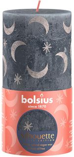 Candle Bolsius Rustic, pillar, Christmas, Slate Blue, 130/68 mm