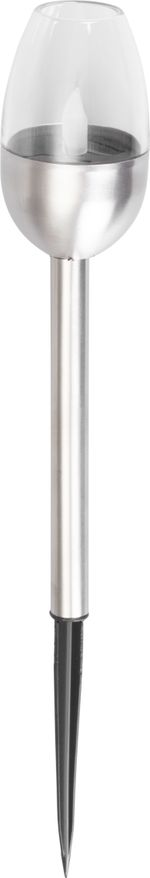 Lámpa Strend Pro Candle, napelemes, 1x LED, rozsdamentes acél, 6x28 cm, Kiszerelés 24 db