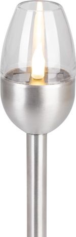 Lámpa Strend Pro Candle, napelemes, 1x LED, rozsdamentes acél, 6x28 cm, Kiszerelés 24 db