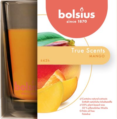 Candle Bolsius Jar True Scents 95/95 mm, scented, mango, in glass