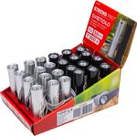 Zseblámpa Strend Pro Flashlight NX1051, 50 lm, USB töltés, fekete/ezüst, 77x19 mm, csomag 24 db