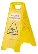 Warning sign, "CAUTION, WET FLOOR", 60x30 cm, labeled, text in EN and SK