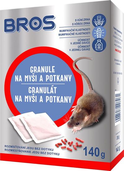 Csalétek Bros, egerekhez és patkányokhoz, granulátum, 140 g