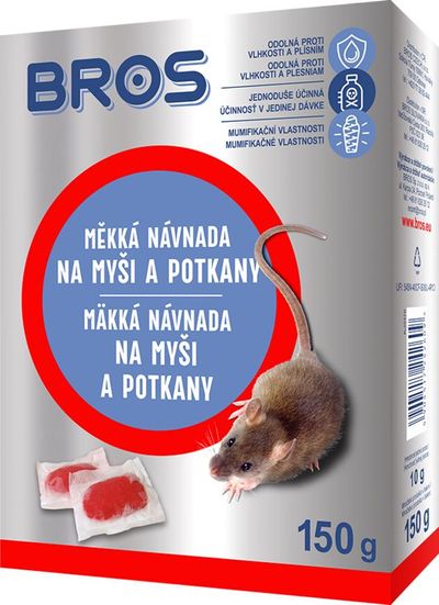 Csalétek Bros, egerekhez és patkányokhoz, puha, 150 g