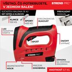 Tűzőgép Strend Pro J-126, 3,6 V, Li-ion, kapcsok 6-10 mm, szegek 10 mm