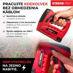 Tűzőgép Strend Pro J-126, 3,6 V, Li-ion, kapcsok 6-10 mm, szegek 10 mm