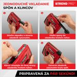 Sponkovačka Strend Pro J-126, 3,6 V, Li-ion, spony 4-10 mm, klince 10 mm