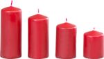 Candle MagicHome, Christmas, Advent, burgundy, 48 mm 60/80/100/120 mm, pack of 4 pcs