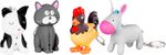 Keychain Light Strend Pro, pendant with sound, cat/dog/rooster/donkey, LED 5 lm, Sellbox 24 pcs
