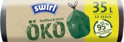 Zacskók Swirl EKO, hulladékhoz, összehúzható, zöld, 35 lit., csomag. 12 db