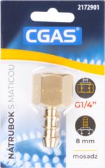 Csatlakozó CGAS, gázhoz, egyutas, G G1/4''-LH menet, anyával