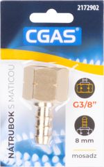 Csatlakozó CGAS, gázhoz, egyutas, G G3/8''-LH menet, anyával