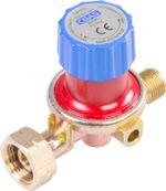 Gas regulator CGAS H33, reducing, adjustable, with valve, 0.5-4 bar, G3/8" LH output thread