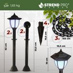 Lámpa Strend Pro Garden, lánc, kerítés, kerti kerítés, 2x napelemes lámpa, 1x LED, 16,5x16,5x71,5 cm
