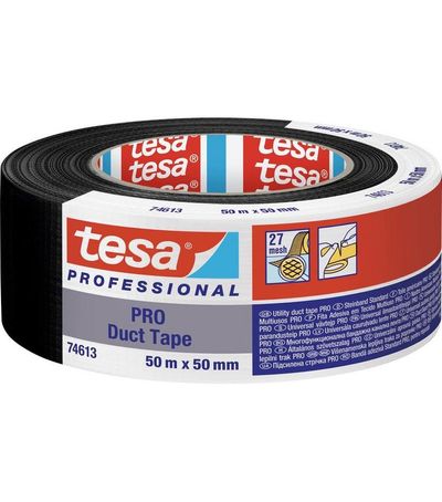 Szalag tesa® PRO Duct tape, 50 mm, Hossz: 50 m, textil, fekete
