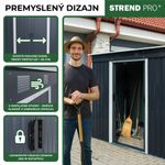 Domček Strend Pro, záhradný, plech, antracit, so základňou, 217 x 110 x 174 cm