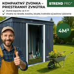 Domček Strend Pro, záhradný, plech, antracit, so základňou, 217 x 110 x 174  cm