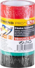 Tape Strend Pro, 19 mm, L-5 m, PVC, max. 80°C, 600V, insulating, various colors, adhesive, pack of 5