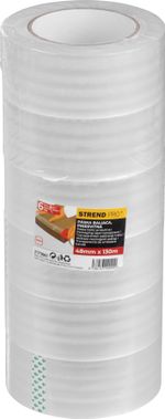 Tape Strend Pro, 48 mm, L-130 m, 45 µm, OPP, packaging, adhesive, transparent, pack of 6 pcs