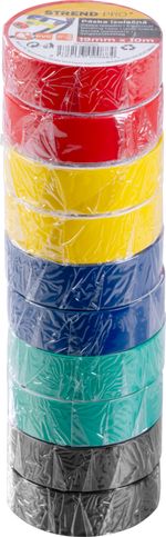 Szalag Strend Pro, 19 mm, Hossz: 10 m, PVC, max. 80°C, 600V, szigetelő, vegyes színek, ragasztó, cso