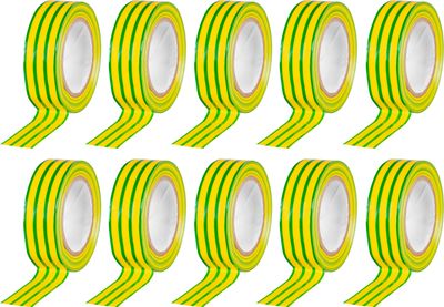 Tape Strend Pro, 19 mm, L-10 m, max. 80°C, 600V, green-yellow, insulating, adhesive, PVC, pack. 10 p