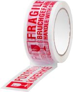 Tape Strend Pro, 50 mm, L-66 m, adhesive, warning, ""CAUTION FRAGILE"""