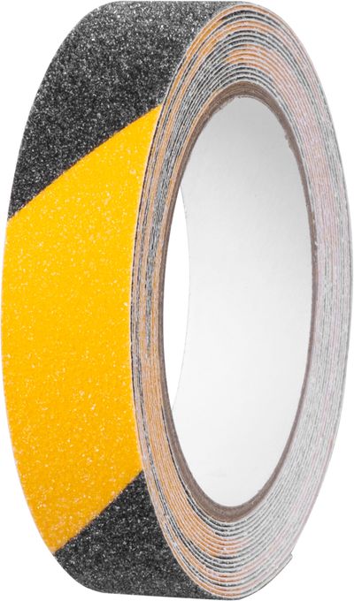 Szalag Strend Pro, 25 mm, L-5 m, ragasztó, csúszásgátló, extra tartós, fekete/sárga