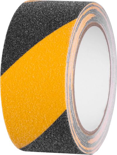 Tape Strend Pro, 50 mm, L-5 m, adhesive, anti-slip, extra durable, black/yellow