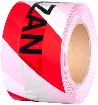 Tape Strend Pro, 80 mm, L-250 m, warning, red/white, Czech inscription "VSTUP ZAKAZAN"