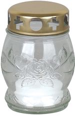 Sír lámpás Grave, átlátszó üveg, 6-8 h, 25 g, magasság 10 cm, sírhoz