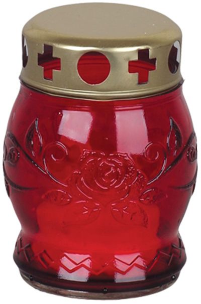 Grave lantern Grave, red glass, 6-8 h, 25 g, height 10 cm, for grave
