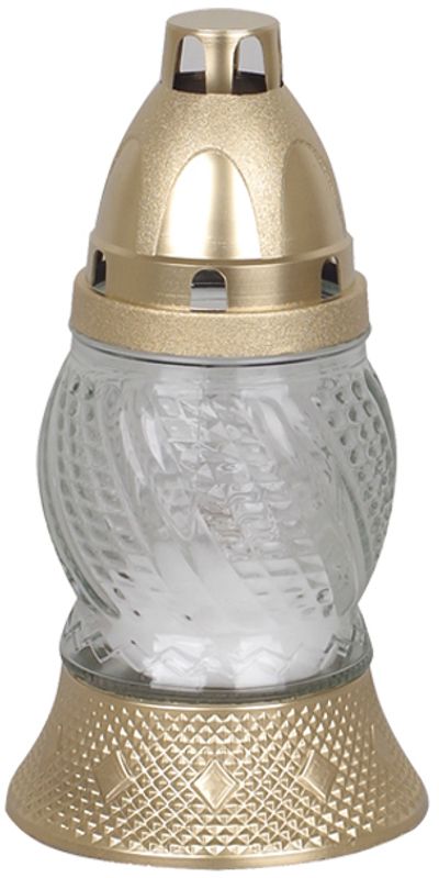 Grave lantern Grave, clear glass, gold, 8 h, 30 g, height 16 cm, for the grave