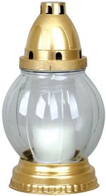 Grave Candle Grave, clear glass, gold, 18 h burn time, 60 g, 20 cm, for grave