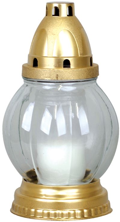 Grave lantern Grave, clear glass, gold, 18 h, 60 g, height 20 cm, for the grave