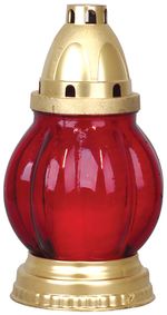 Grave lantern Grave, red glass, gold, 18 h, 60 g, height 20 cm, for grave
