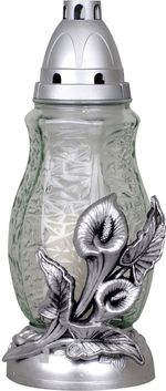 Grave Candle Grave, with calla lilies, mixed colors gold/silver, 40 h burn time, 110 g, 29 cm, for g