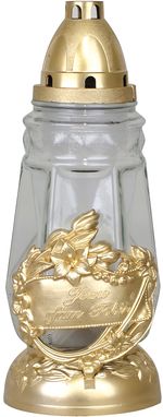 Grave lantern Grave, clear glass, gold, 40 h, 110 g, height 28 cm, for the grave