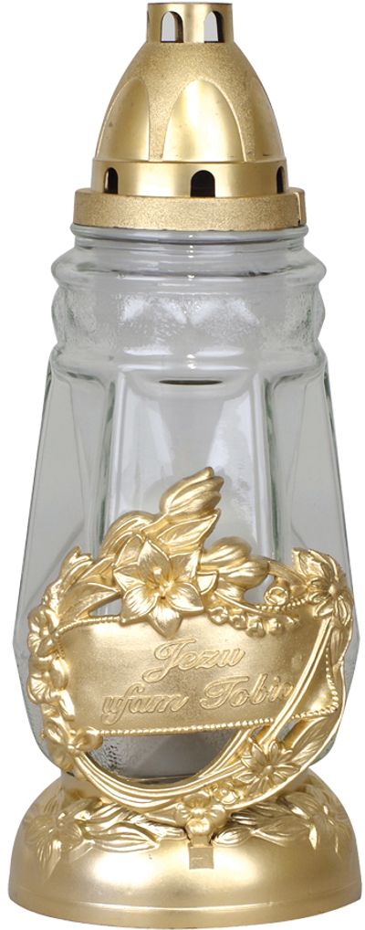 Grave lantern Grave, clear glass, gold, 40 h, 110 g, height 28 cm, for the grave