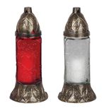 Grave Candle Grave, red/white glass, 28 h burn time, 80 g, 25 cm, for grave