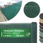 Tkanina tieniaca PRIVAT.NET 2x25 m, sieť, HDPE, UV, 230 g/m2, 95% zelená
