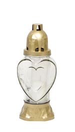 Candle holder Heart, clear glass, 28 h, 80 g, 25.5 cm, for grave