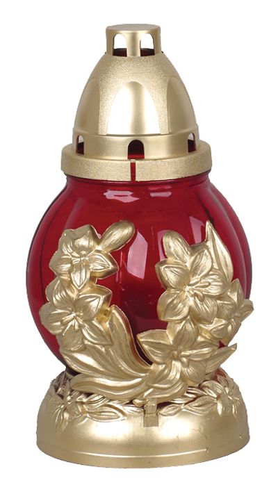 Grave light Ornamental leaf, decorative glass, 18 h, 20 cm, for grave