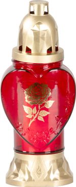 Gyertyatartó Rose, átlátszó üveg, 28 h, 80 g, 25.5 cm, aranyozott, sírhoz, mintakeverék